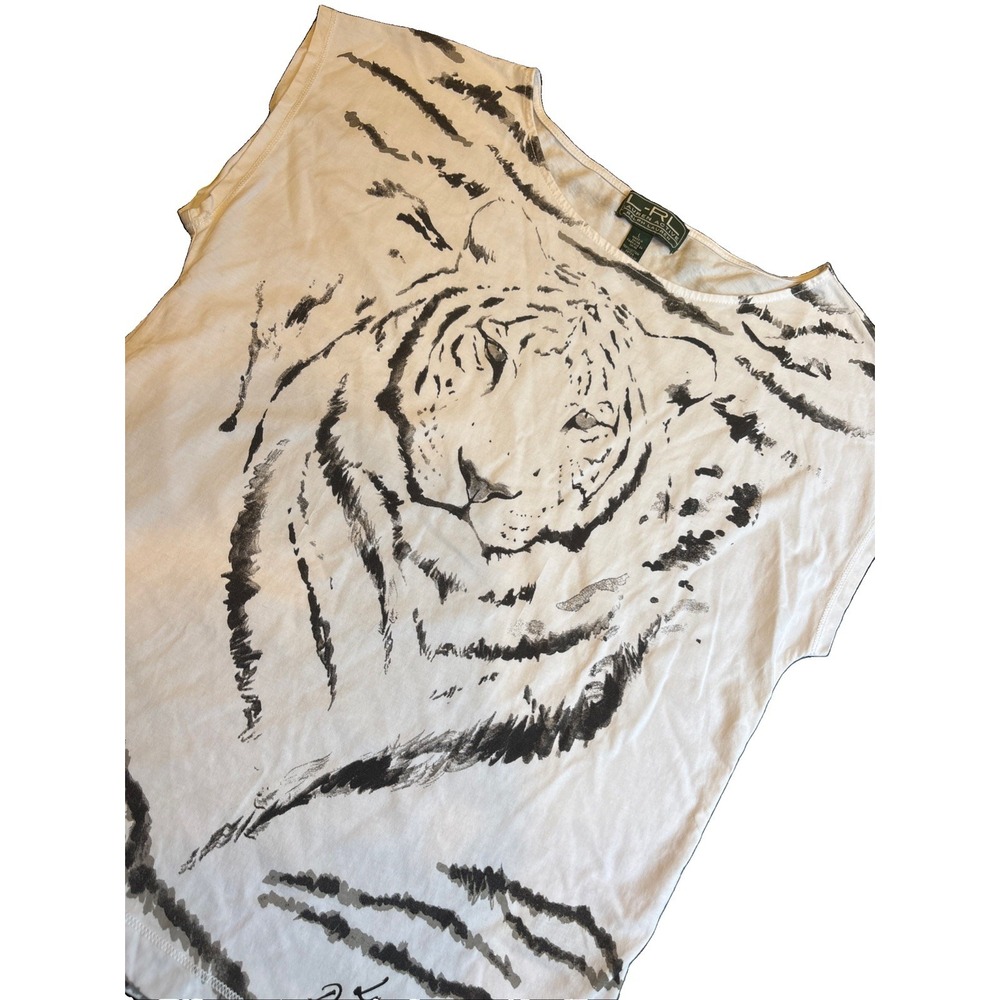 Vintage Lauren Ralph Lauren Active Tiger Graphic Sleeveless Tshirt Women's LARGE